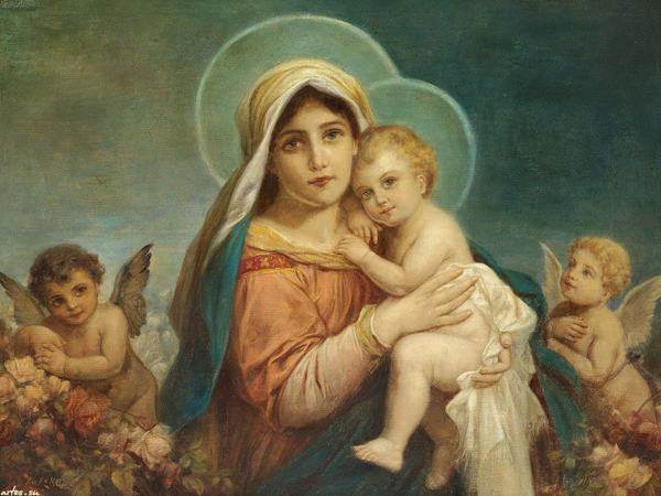 600x450 Online Shop Free Shipping Classic Religion Figure Mary, Baby Jesus - Baby Jesus Painting