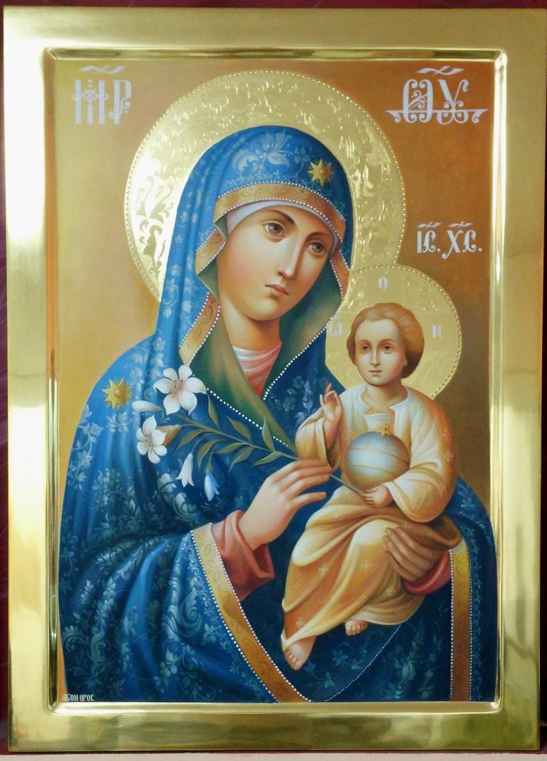 770x1071 Saatchi Art Virgin Mary And Baby Jesus Painting By Lazaros - Baby Jesus Painting