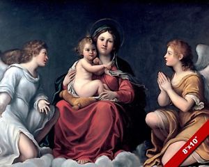 300x240 Virgin Mary Amp Baby Jesus Angels Painting Bible Christian Art Real - Baby Jesus Painting