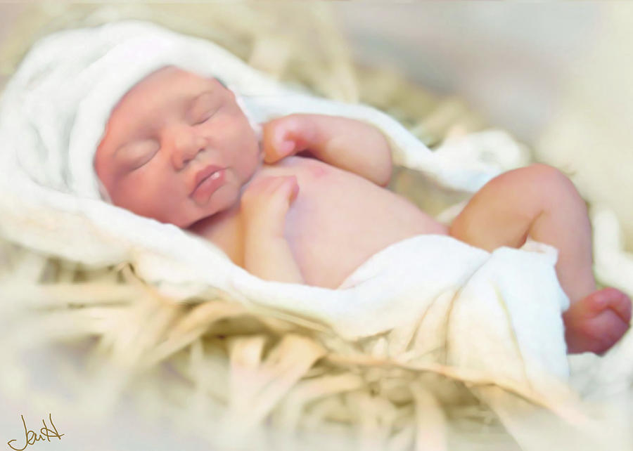 900x642 Baby Jesus Painting By Jennifer Hickey - Baby Jesus Painting