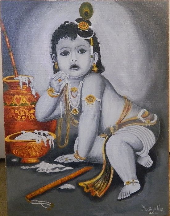 551x703 Baby Krishna - Baby Krishna Painting