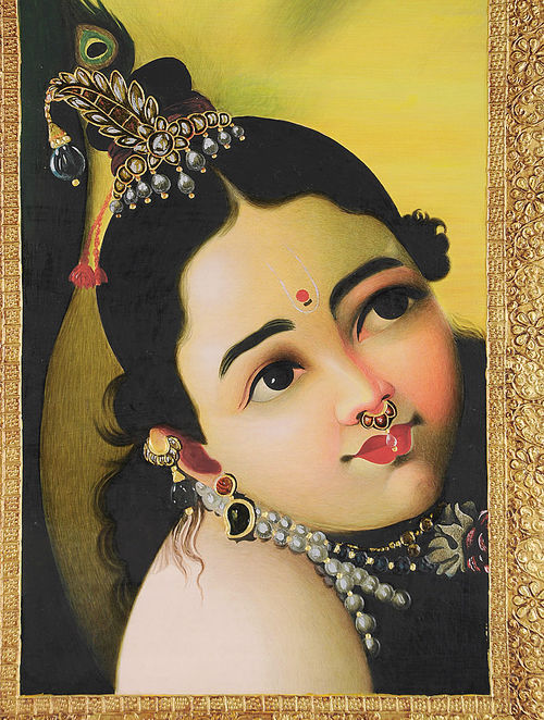 500x662 Buy Famous Raja Ravi Varma Baby Krishna Portrait Traditional - Baby Krishna Painting