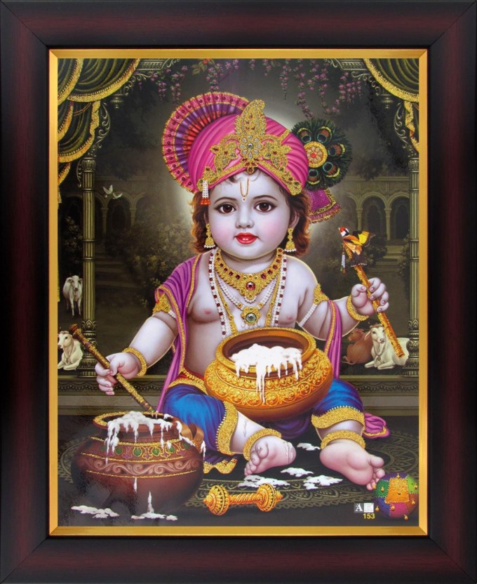 680x832 Lord Krishna Baby Krishna Bal Gopal Poster Paper Print - Baby Krishna Painting