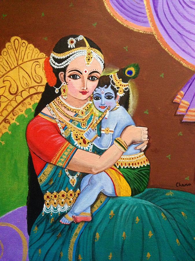 675x900 Yashoda And Krishna Painting By Charumathi Raghuraman - Baby Krishna Painting