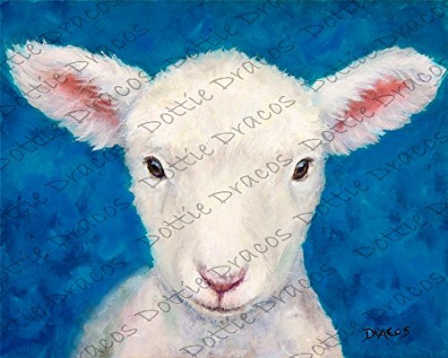 500x399 Posters Amp Prints Sheep Art, Print, White Lamb, Sheep Paintings - Baby Lamb Painting