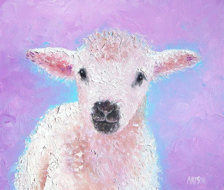 900x764 Baby Lamb Painting By Jan Matson - Baby Lamb Painting