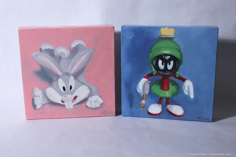 900x600 Looney Tunes Set Of Mini Still Life Oil Paintings By - Baby Looney Tunes Painting