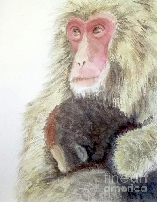 546x700 Monkey Baby And Mom Painting By Yoshiko Mishina - Baby Monkey Painting