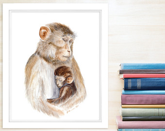 340x270 Monkey Painting Etsy - Baby Monkey Painting