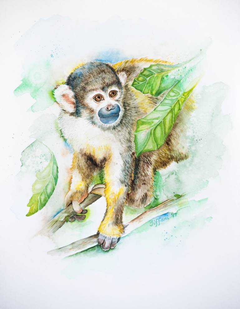 770x988 Saatchi Art Baby Monkey Blue Painting By Tiffani Morris - Baby Monkey Painting