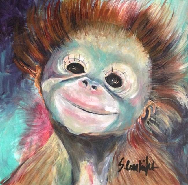 650x639 Stunning Baby Monkey Painting Reproductions For Sale On Fine Art - Baby Monkey Painting