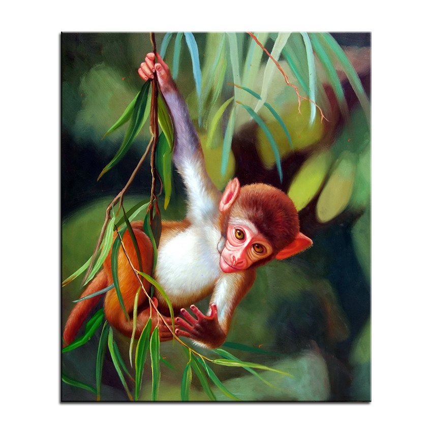 850x850 Wall Art, Wall Decor, Wall Painting Baby Monkey Digital Oil - Baby Monkey Painting