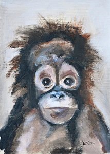 214x300 Baby Monkey Paintings - Baby Monkey Painting