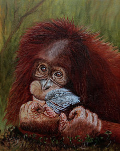 239x300 Baby Monkey Paintings - Baby Monkey Painting