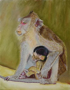 234x300 Baby Monkey Paintings - Baby Monkey Painting