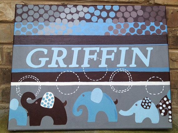 570x428 Custom Painted Baby Name Canvas Match Any By Sasseywithclass - Baby Name Painting