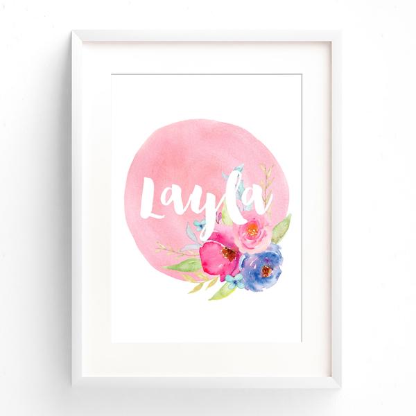 600x600 Girls Boho Floral Nursery Amp Bedroom Print Bedroom Wall Art - Baby Name Painting