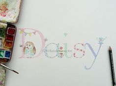 236x175 Watercolour Baby Name Art, Custom Name Painting, Original Name Art - Baby Name Painting