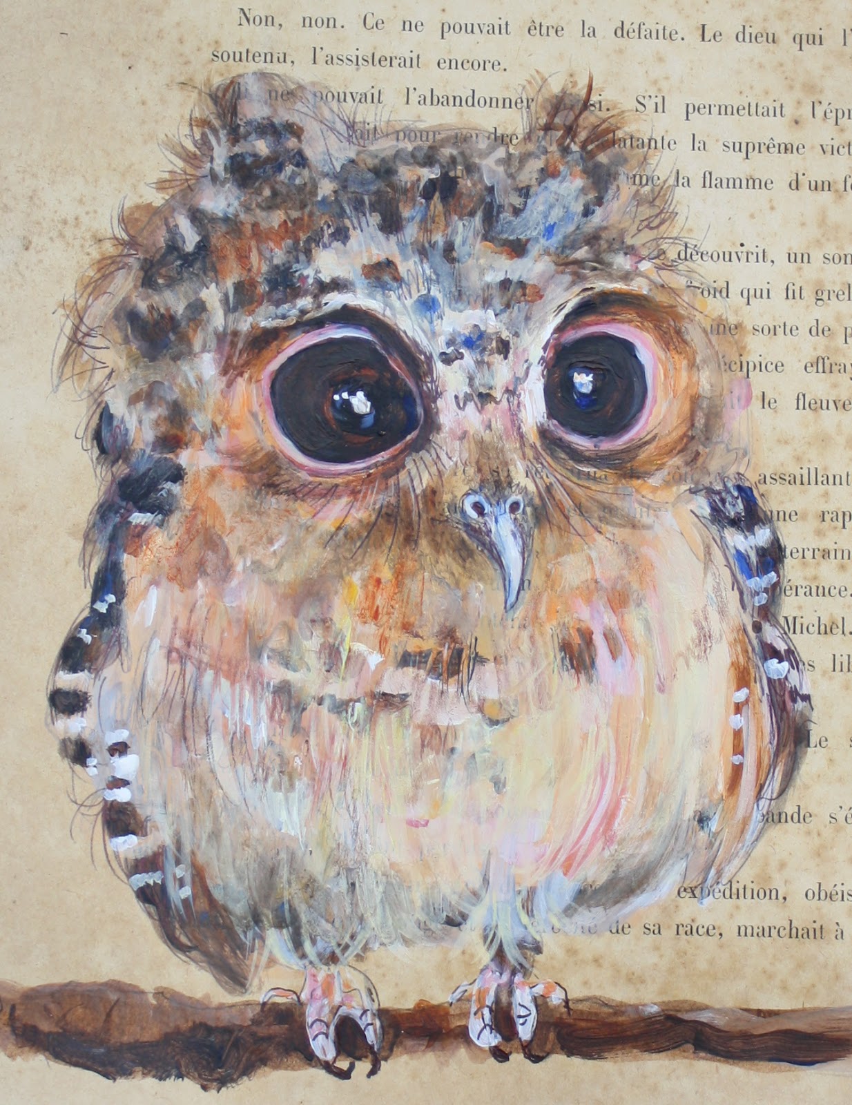 1234x1600 Shelly Broughton Art - Baby Owl Painting