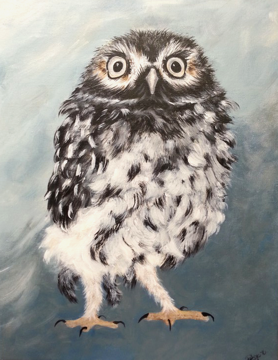 563x729 Baby Owl Painting Whimseytopia - Baby Owl Painting