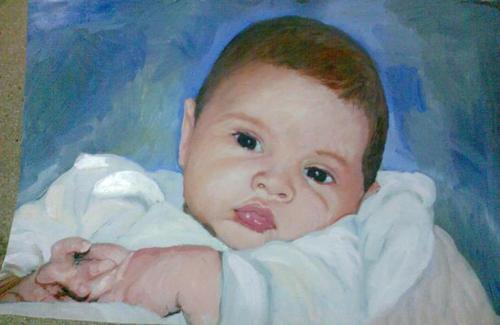 500x325 Baby Oil Painting - Baby Painting