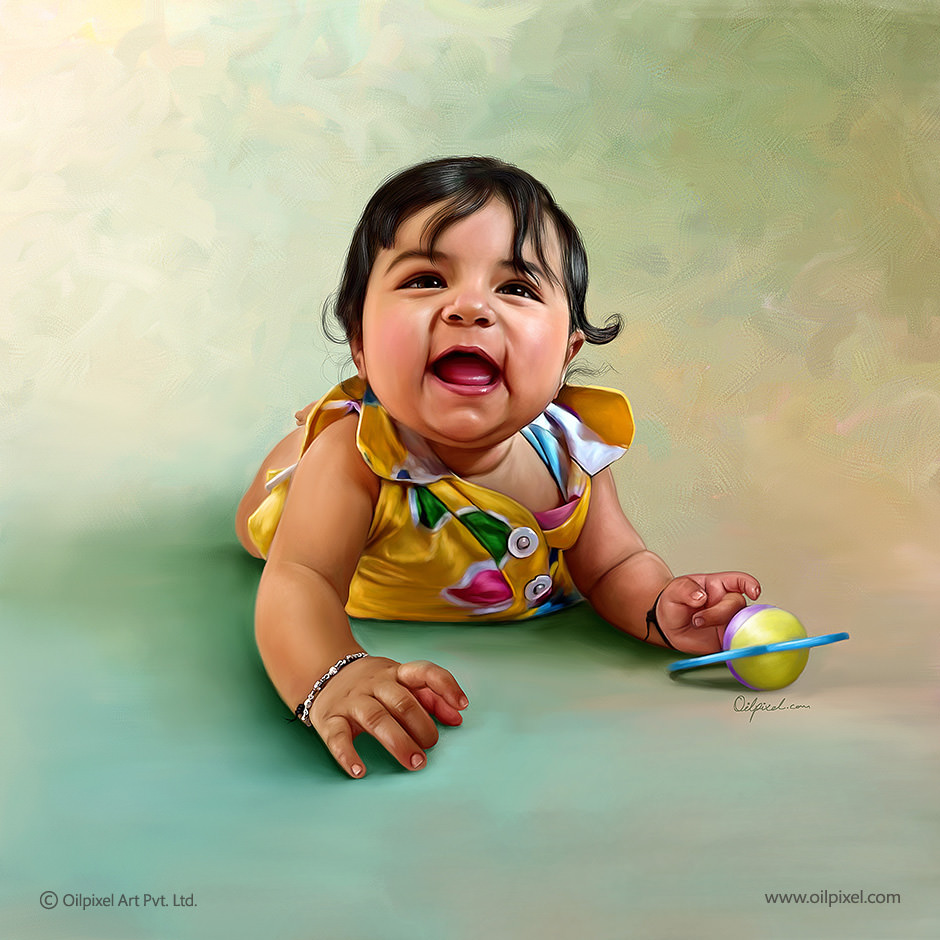 940x940 Child Portrait Painting Baby Boy Digital Painting Oilpixel - Baby Painting