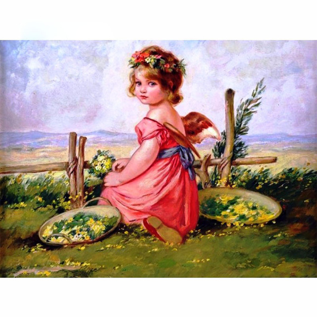 640x640 5d Diy Diamond Painting Baby Cross Stitch Cute Angel Girl Ampflower - Baby Painting