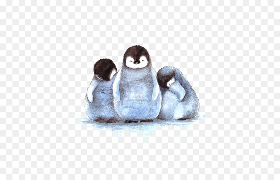 900x580 Baby Penguins Art Drawing Watercolor Painting - Baby Penguin Painting