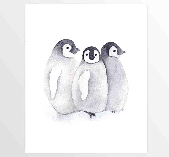 538x500 Penguin, Animal Art, Baby Penguin, Kids Wall Art - Baby Penguin Painting