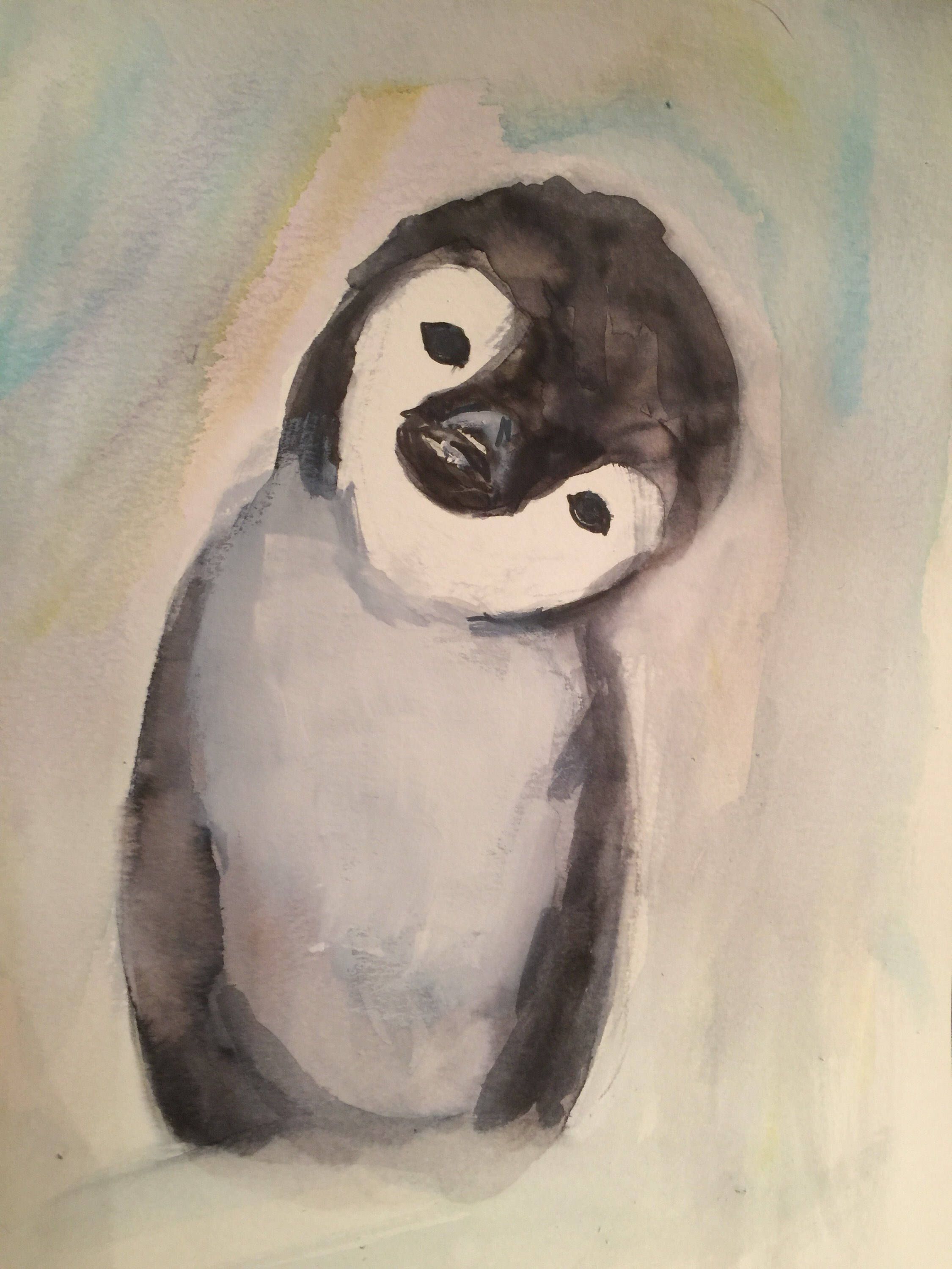 2250x3000 Baby Penguin Painting Original Hand Painted Watercolor By - Baby Penguin Painting