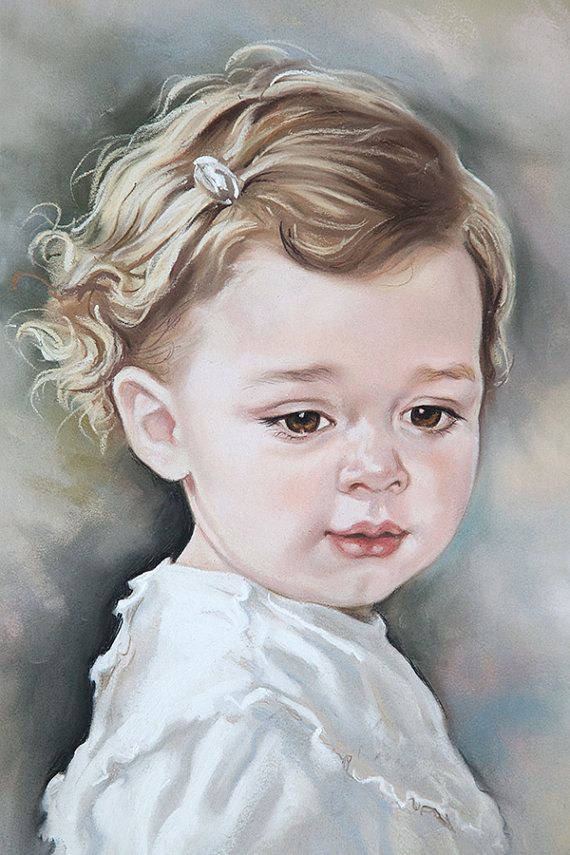 570x855 Custom Pastel Portrait Of A Baby Girl. Baby Portrait Pastel - Baby Portrait Painting
