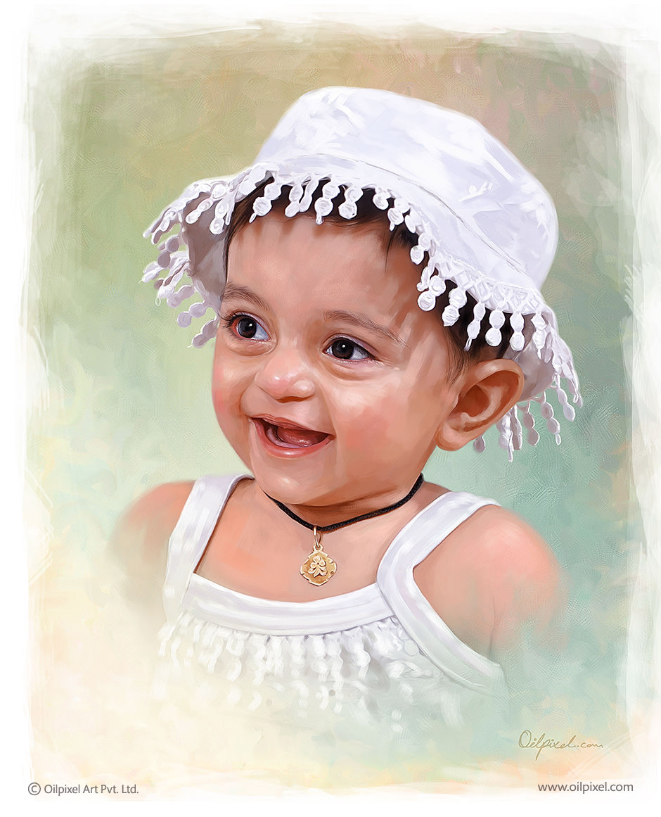 940x1161 Cute Baby Digital Portrait Painting Kids Portrait Painting - Baby Portrait Painting