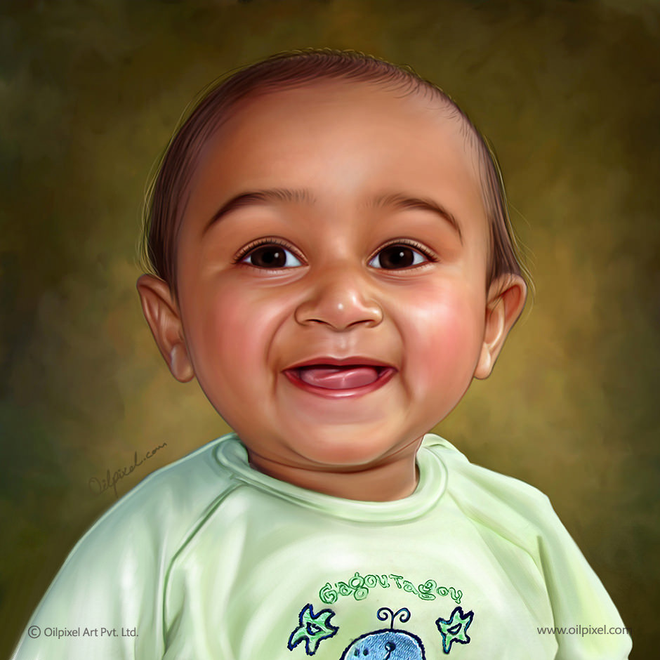 940x940 Kid Digital Portrait Painting By Oilpixel - Baby Portrait Painting
