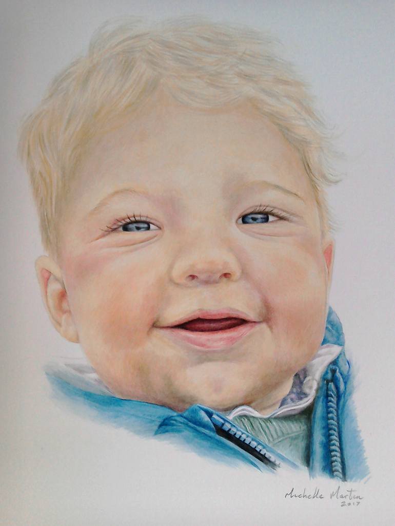 770x1027 Saatchi Art Baby Portrait Commission Painting By Michelle Martin - Baby Portrait Painting