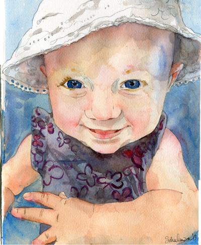 400x486 Watercolor Watercolor Painting Watercolor Portrait - Baby Portrait Painting
