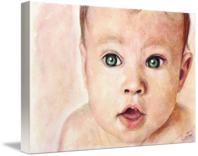 650x513 Watercolour Baby Portrait Painting By - Baby Portrait Painting