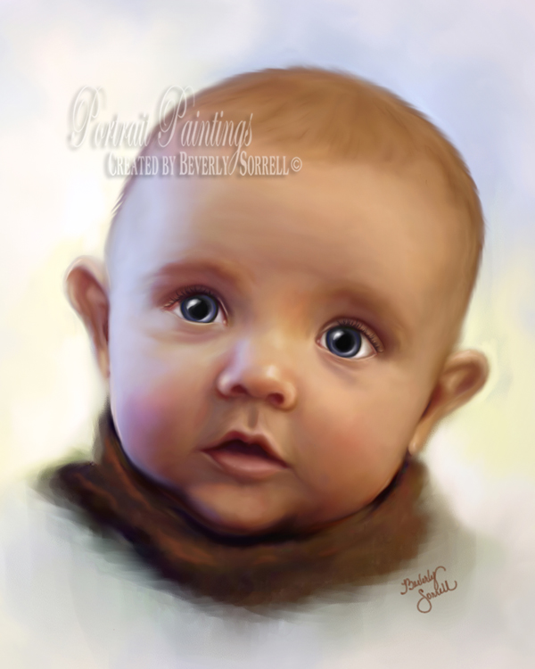 600x750 Portraits Baby Blue Eyes - Baby Portrait Painting