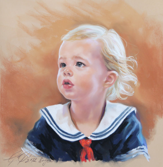 570x584 Baby Portrait. Custom Pastel Portrait Painting Of Baby - Baby Portrait Painting