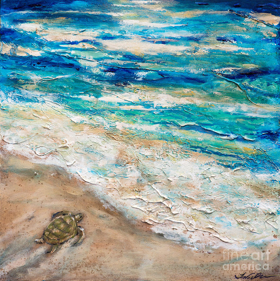 897x900 Baby Sea Turtle Iii Painting By Linda Olsen - Baby Sea Turtle Painting