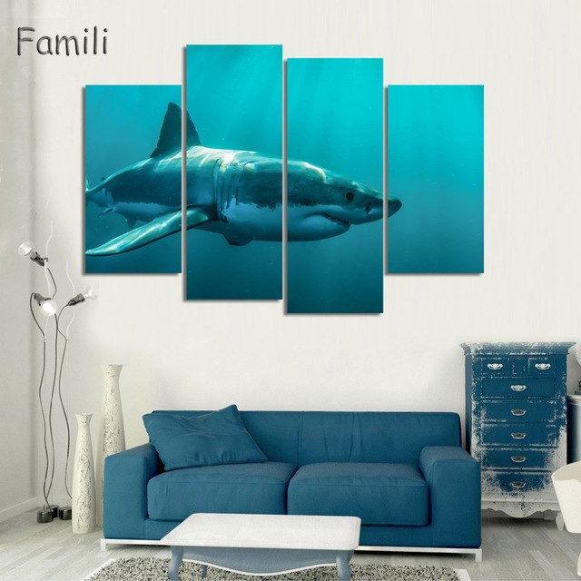 640x640 Kids Baby Room Decor Poster Animation Film Shark Poster Pictures - Baby Shark Painting