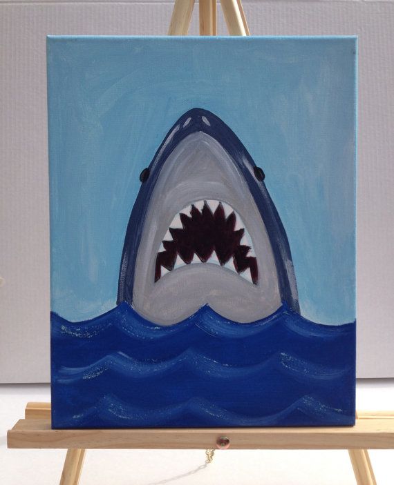 570x703 Looking For Art For Your Kids Room This Shark Painting Would Be - Baby Shark Painting