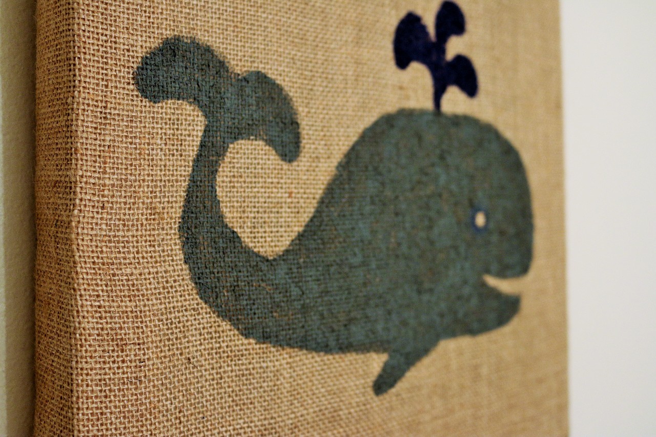 1280x853 Hand Painted Happy Whale Burlap Painting Sea Nautical Baby Shower - Baby Shower Painting