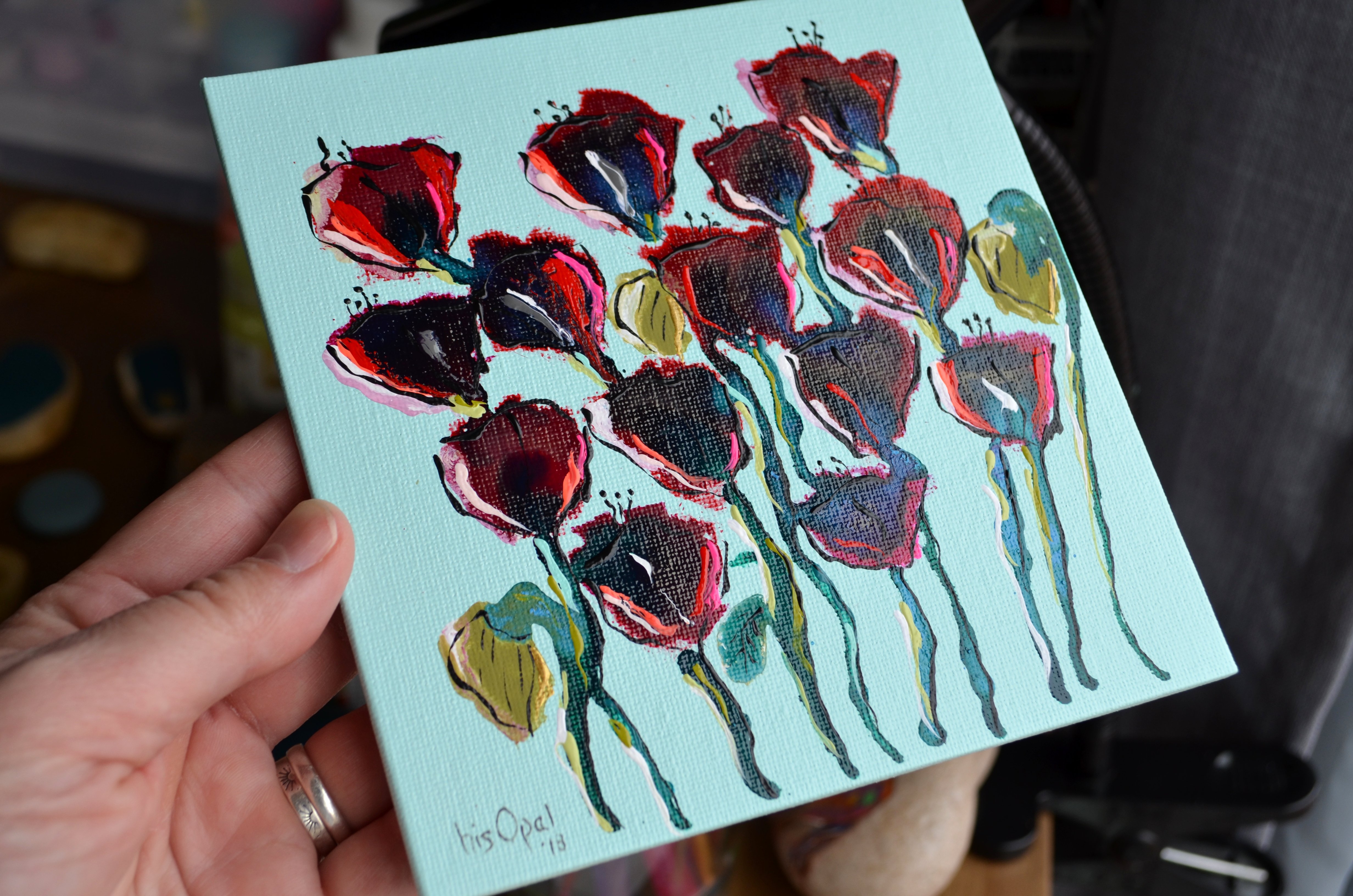 4928x3264 Unique Painted Canvas, Boho Nursery Decor, Baby Shower Gift, 6x6 - Baby Shower Painting