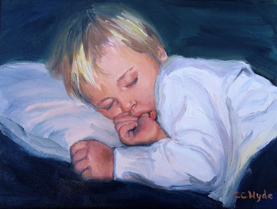 570x431 Cristy Hyde Artwork And Oil Paintings For Sale And Commission - Baby Sleeping Painting