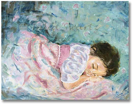 522x411 Figure Oil Painting Of Sleeping Baby - Baby Sleeping Painting