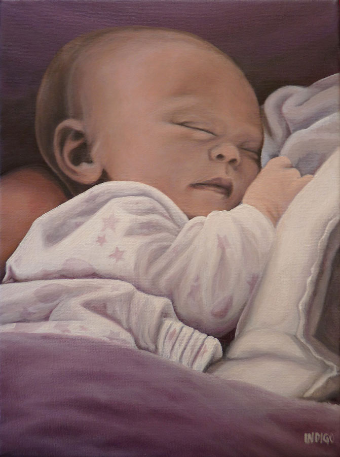 671x900 Portraits Custom Portraits Painted From Photos By Artist Kim - Baby Sleeping Painting