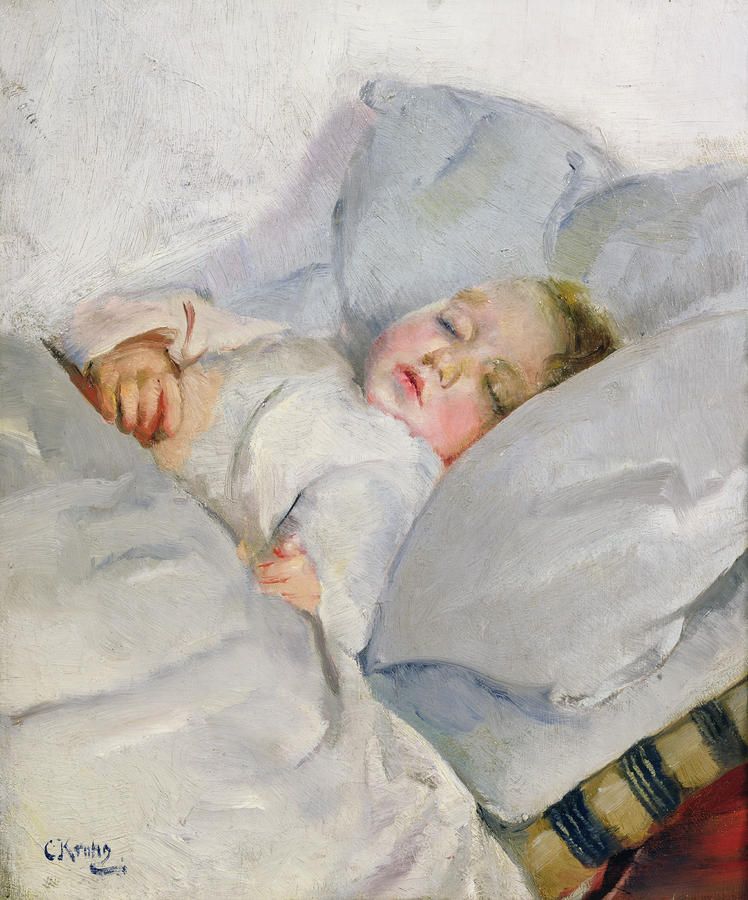 748x900 Sleeping Child By Christian Krohg Blessed! Babiesll - Baby Sleeping Painting