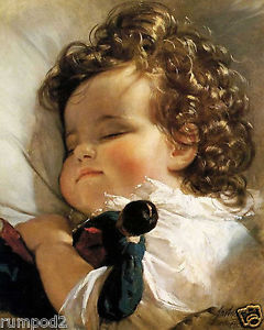 240x300 Vintage French Paintingposter Art Print - Baby Sleeping Painting