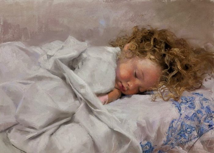700x503 Sleeping Baby Oil Painting - Baby Sleeping Painting