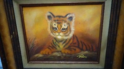 400x225 Authentic Original Rex Baby Tiger Oil Painting Very Charming 8x10 - Baby Tiger Painting